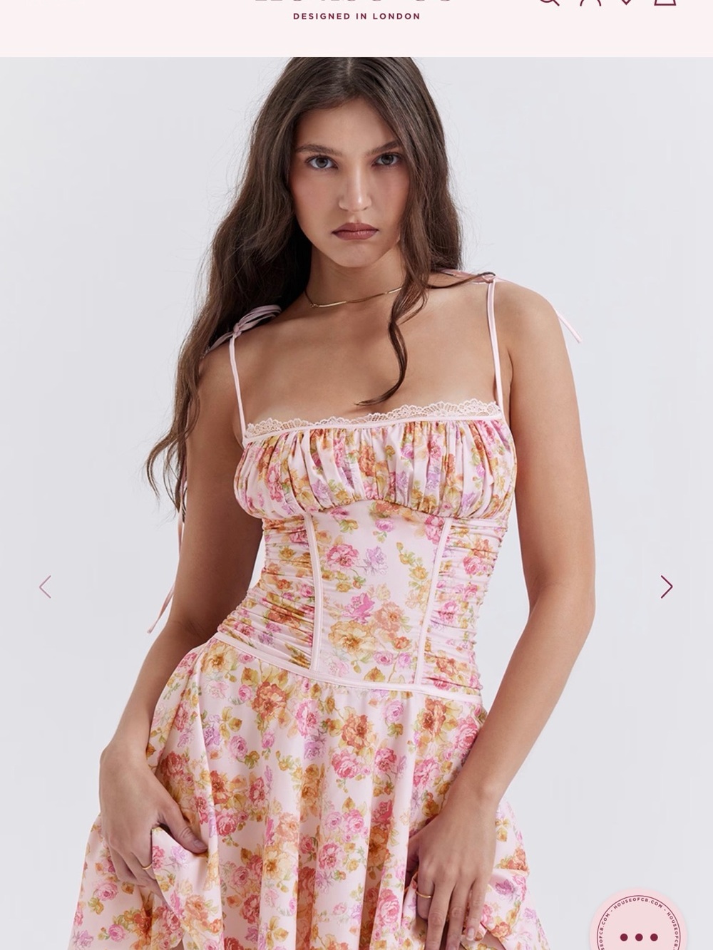 NWT: House of CB Pink Floral Tie-Shoulder Corset Slip Dress